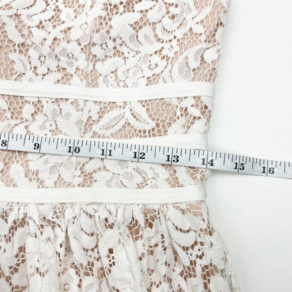 Lulus Dress Women's Medium White Wish Me Luxe Lace Skater Mini - Picture 9 of 15